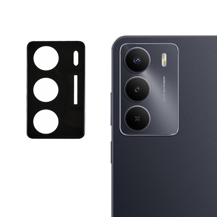 Folie Camera pentru Realme 14x, Q7, Sticla securizata, Black