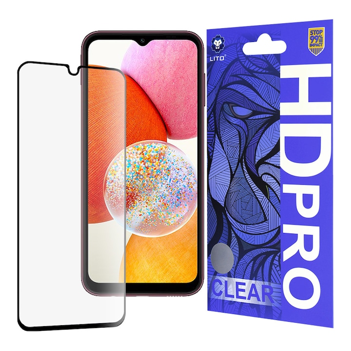 Folie pentru Samsung Galaxy A14 4G/A14 5G, Q40, Sticla, Black