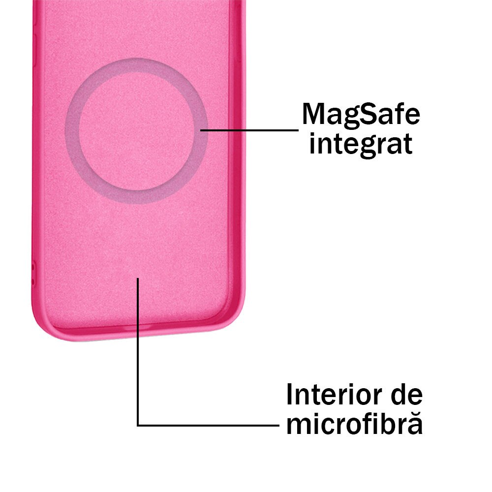 Husa pentru Samsung Galaxy S24, Magnetic Color Shield, Silicon, Interior de microfibra, Suprafata aderenta, Atasare magnetica, Compatibila incarcare wireless, Regular Fit, Antisoc, Roz aprins