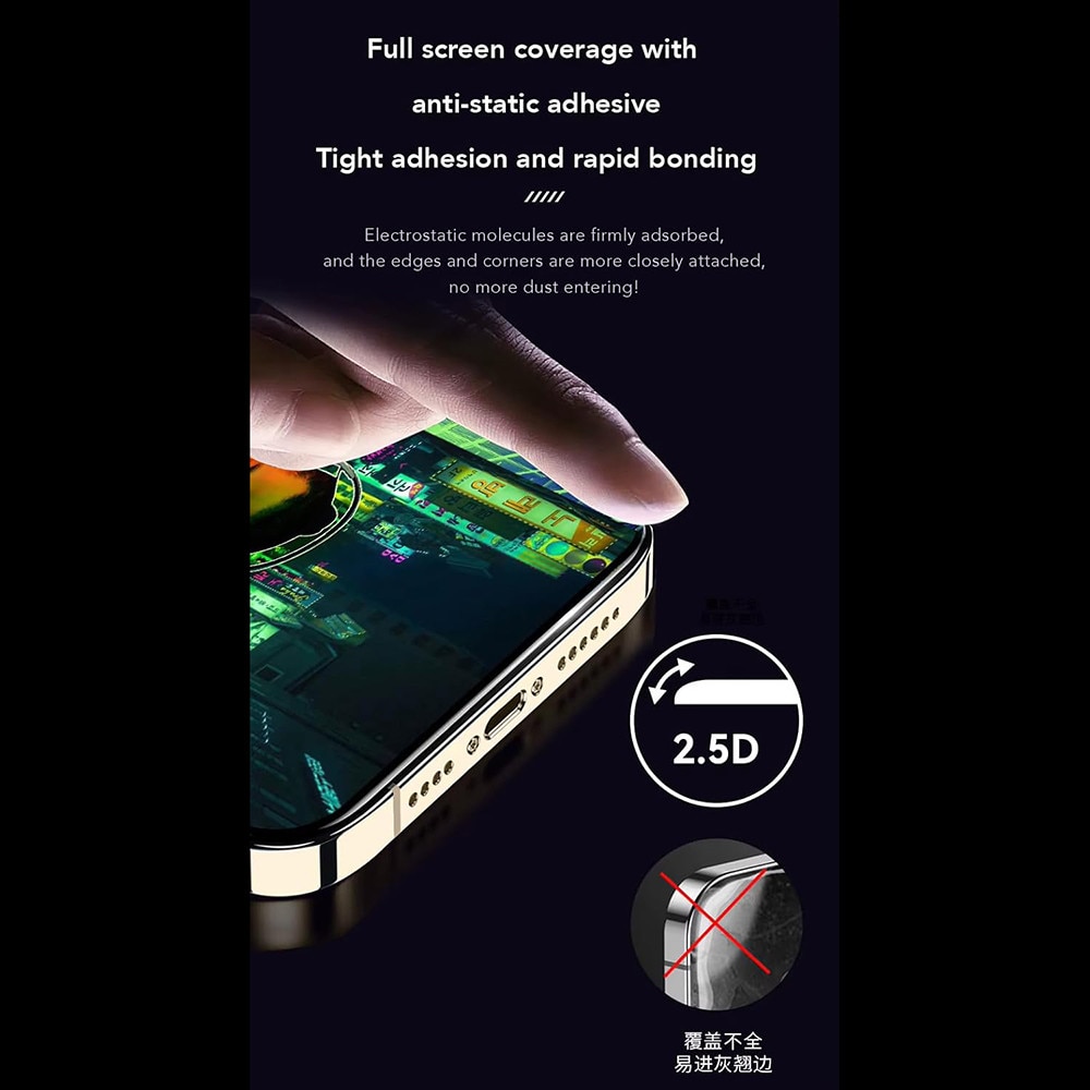 Folie pentru iPhone 15, L80, Sticla securizata, Black