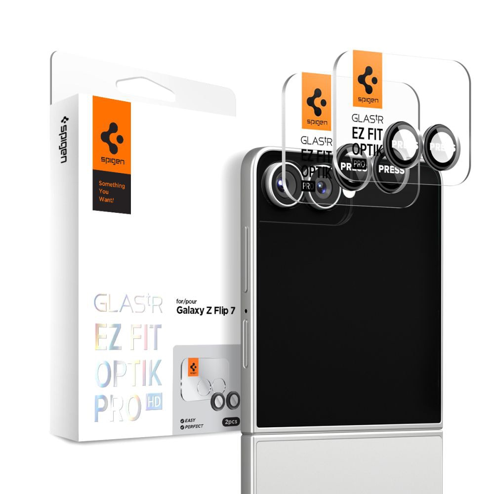 Folie Camera pentru Samsung Galaxy Z Flip7 set 2, Glas.tR Optik EZ Fit Pro HD, R51, Sticla securizata, Black
