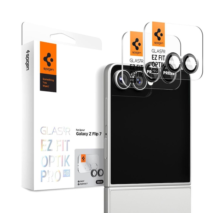 Folie Camera pentru Samsung Galaxy Z Flip7 set 2, Glas.tR Optik EZ Fit Pro HD, R51, Sticla securizata, Black
