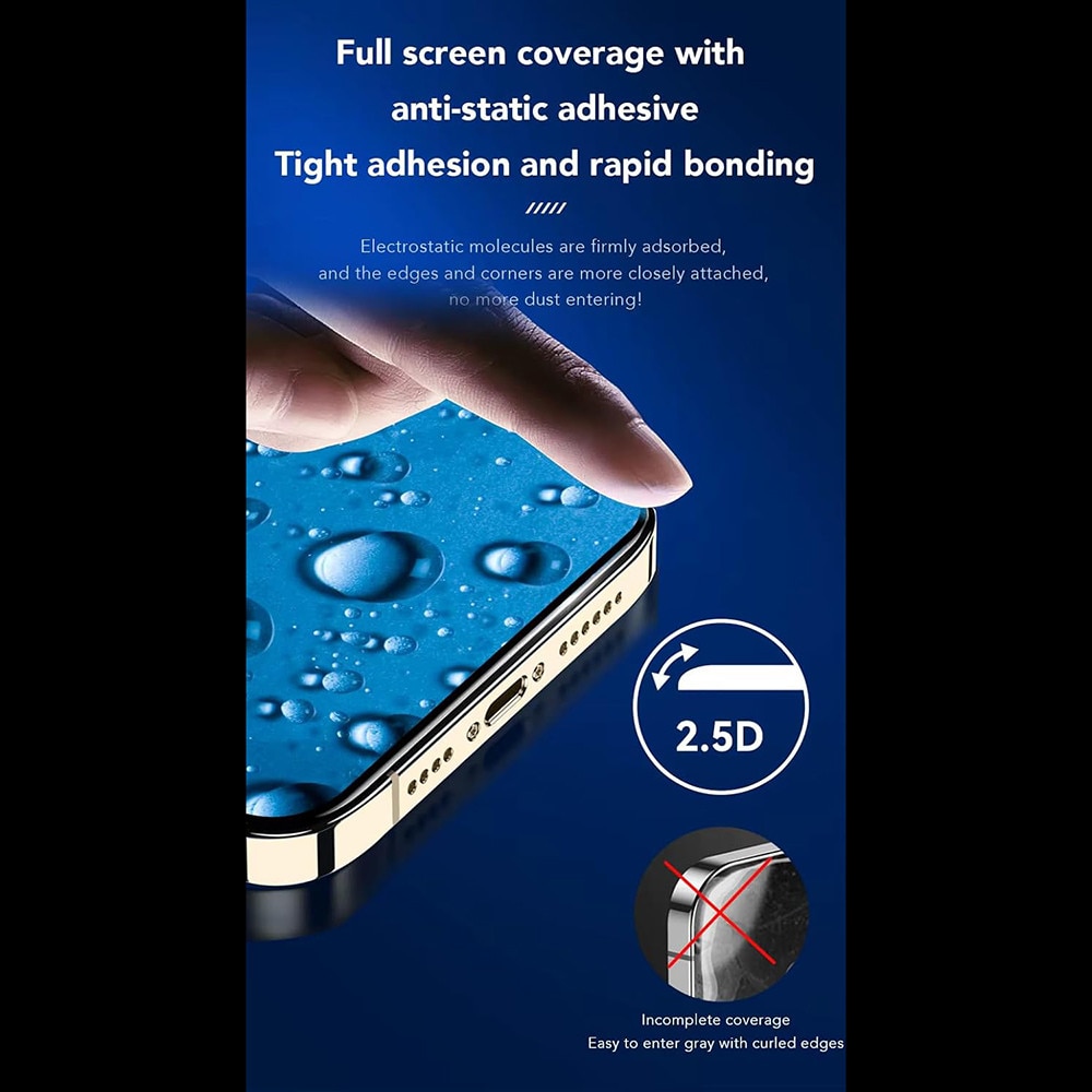 Folie pentru iPhone 15, 2.5D Reinforced Edge Screen Protector, L65, Sticla securizata, Black