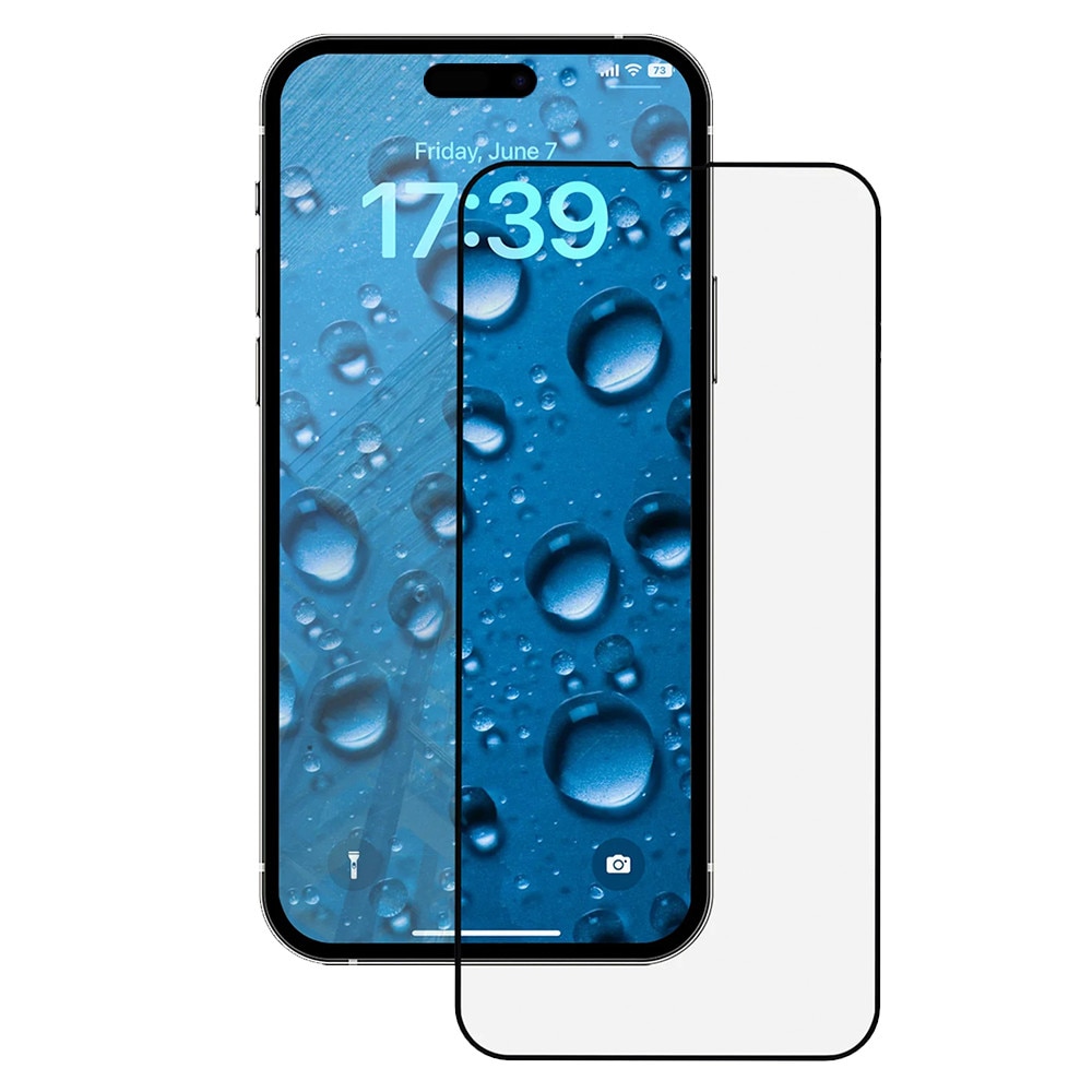 Folie pentru iPhone 15, 2.5D Reinforced Edge Screen Protector, L65, Sticla securizata, Black