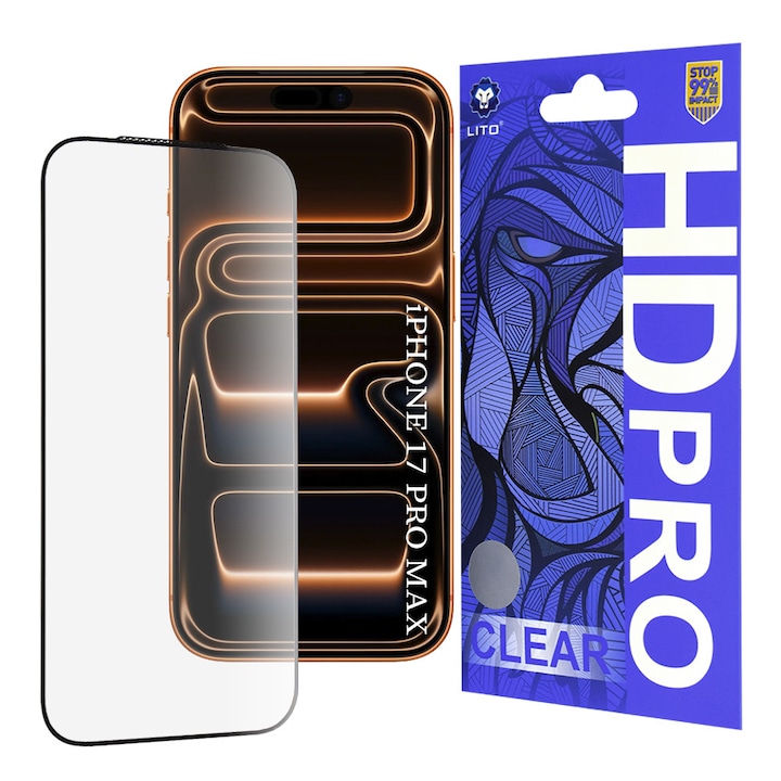 Folie pentru iPhone 17 Pro Max, HD Pro Clear, L61, Sticla, Black