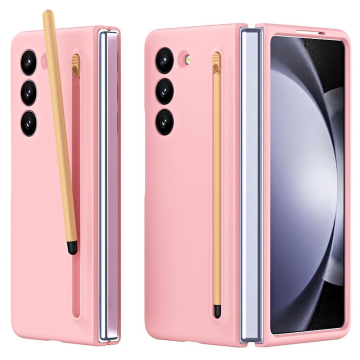 Husa Slim cu Pix inclus pentru Samsung Galaxy Z Fold 6, Protectie antisoc, Roz
