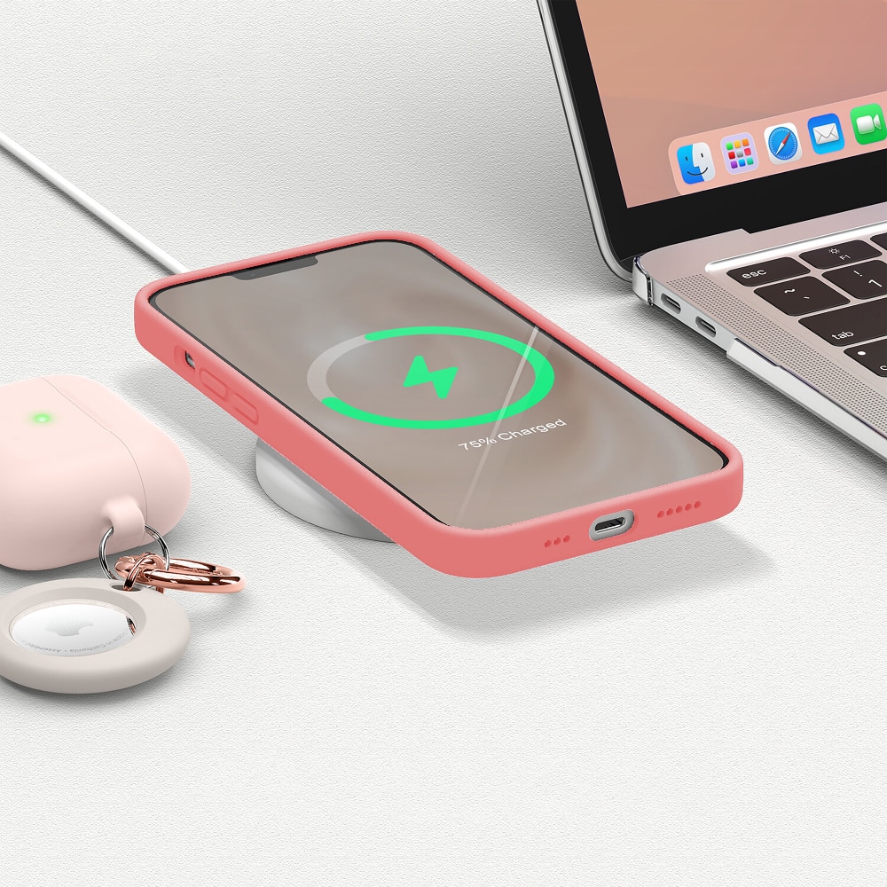 Husa CASEY STUDIOS™ pentru iPhone 13, Soft Silicone Premium, 30+ Culori, Microfibra in Interior, Roz, de Protectie, Ultra Slim, pentru Incarcare Wireless, Margini Ridicate pentru Protectia Ecranului si a Camerelor