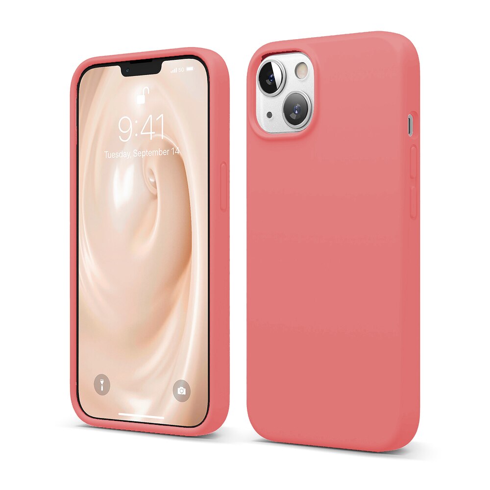 Husa CASEY STUDIOS™ pentru iPhone 13, Soft Silicone Premium, 30+ Culori, Microfibra in Interior, Roz, de Protectie, Ultra Slim, pentru Incarcare Wireless, Margini Ridicate pentru Protectia Ecranului si a Camerelor