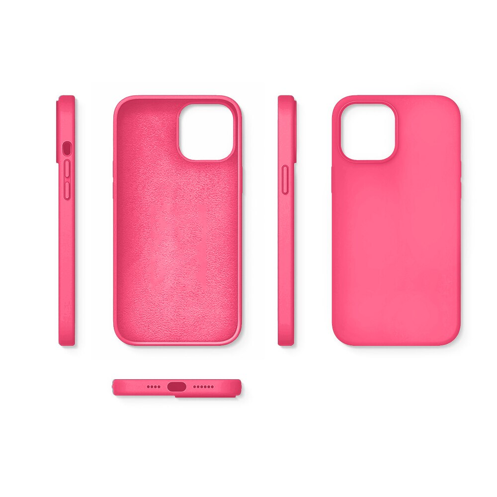 Husa CASEY STUDIOS™ compatibila cu iPhone 12 / 12 Pro, Soft Silicone Premium, Microfibra in Interior, Fuchsia, de Protectie, Ultra Slim, pentru Incarcare Wireless, Margini Ridicate de Protectia Ecranului si a Camerelor