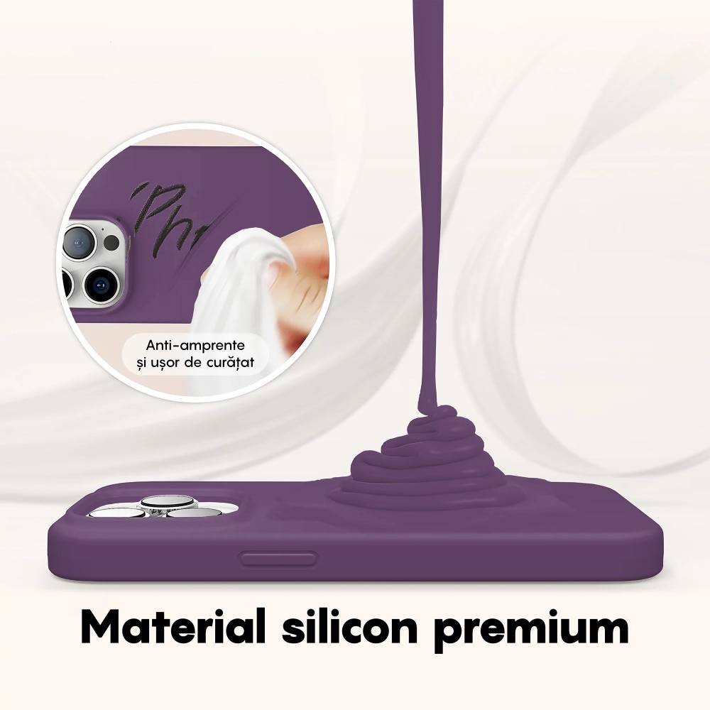 Husa CASEY STUDIOS™ compatibila cu iPhone 14, Soft Silicone Premium, Microfibra in Interior, Light Purple, de Protectie, Ultra Slim, pentru Incarcare Wireless, Margini Ridicate de Protectia Ecranului si a Camerelor