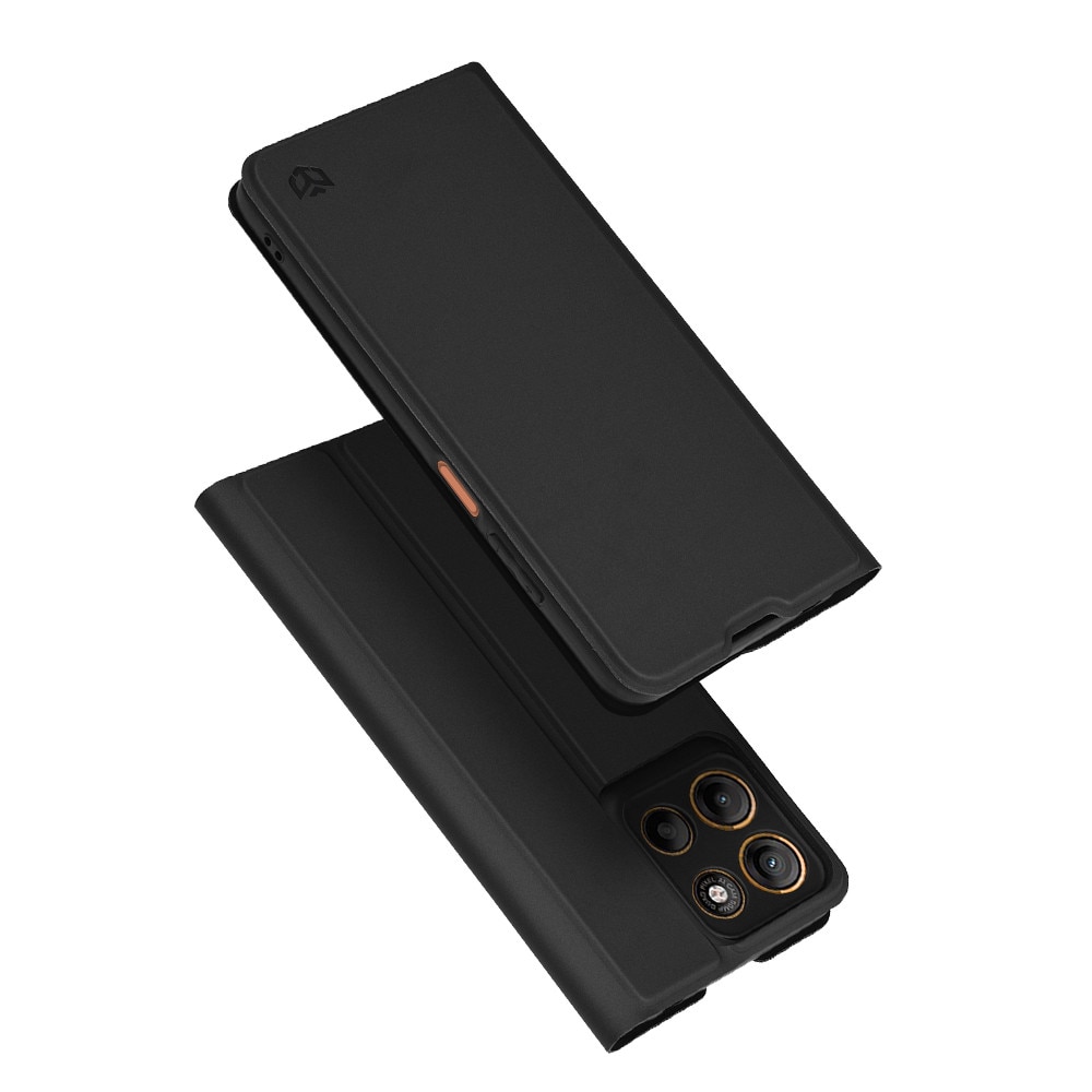 Husa pentru Motorola Moto G15 / Moto G15 Power, SKYDDAR INNOVATION, Magskin Book, tip Carte cu Portofel Interior, set cu sticker, Negru