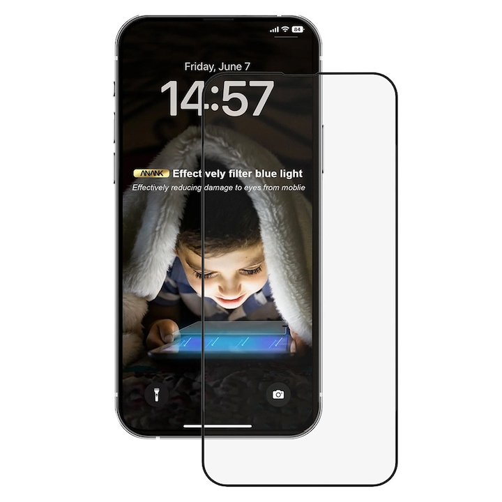 Folie pentru iPhone 16, L88, Sticla securizata, Black