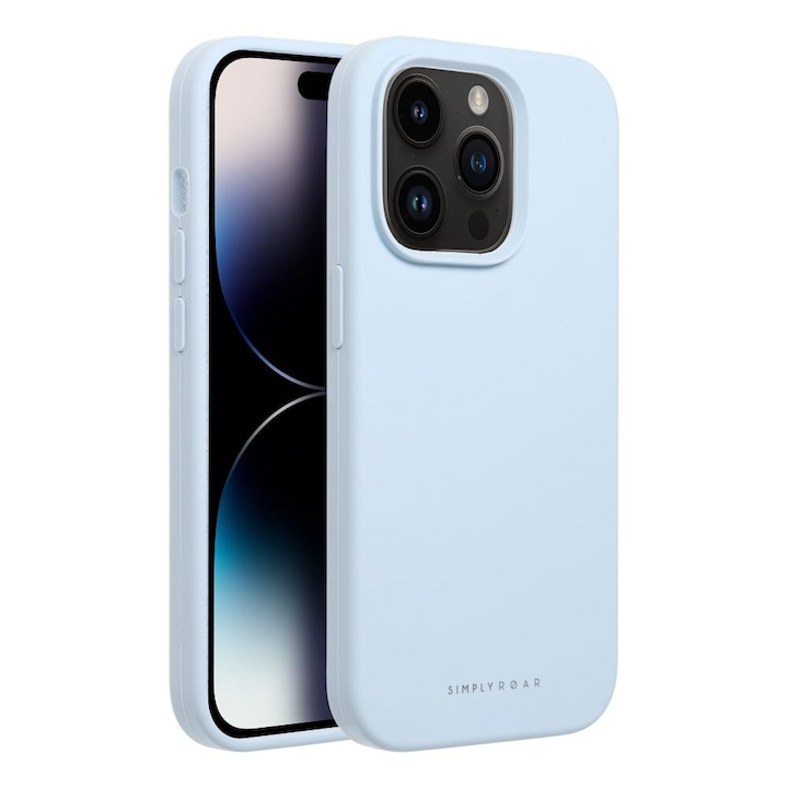 Husa pentru Telefon G-Tech Roar Cloud Skin Compatibila Cu Apple iPhone 14 Pro Max, Microfibra in Interior Silicon Soft, Albastru Pal