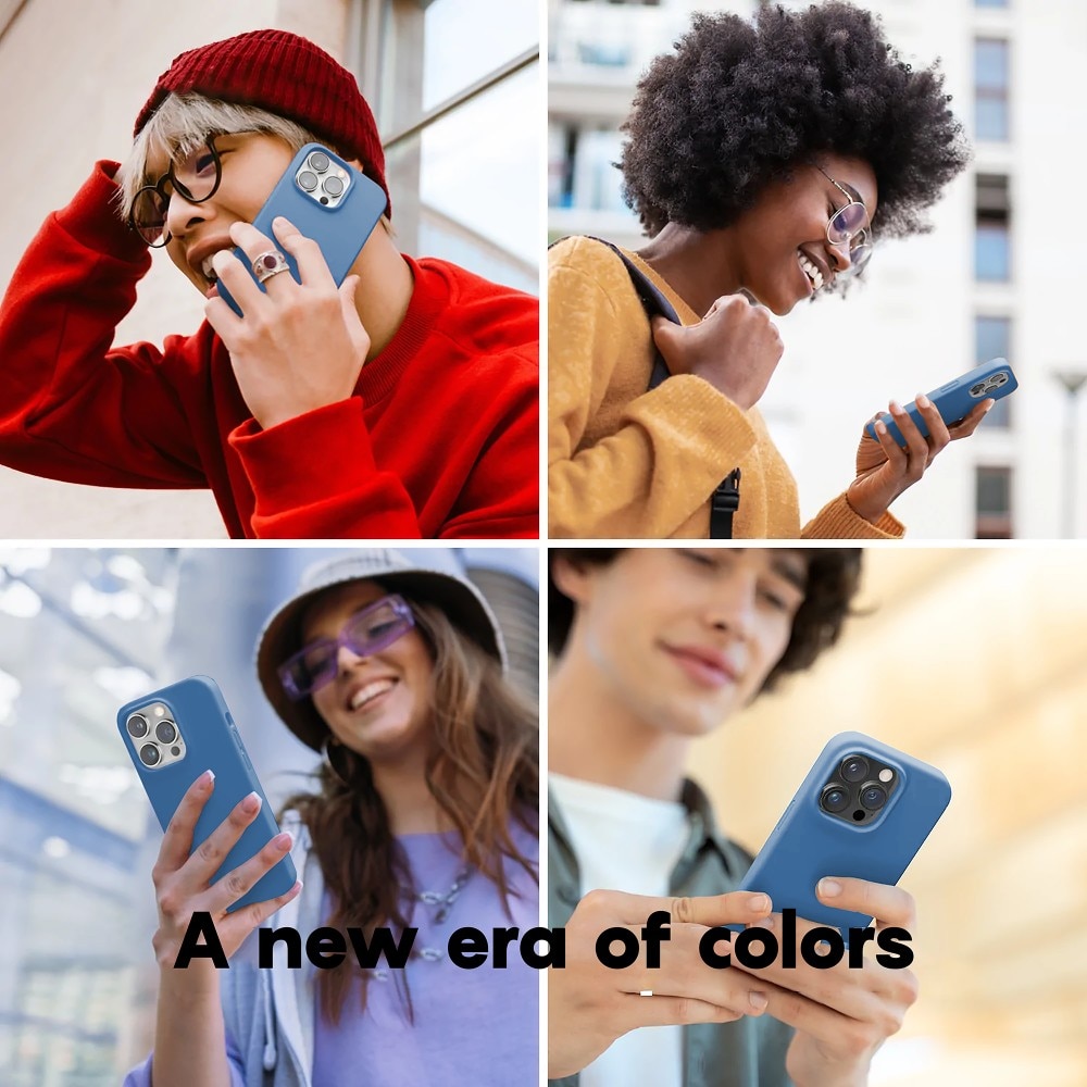 Husa CASEY STUDIOS™ compatibila cu iPhone 14 Pro, Soft Silicone Premium, Microfibra in Interior, Cadet Blue, de Protectie, Ultra Slim, pentru Incarcare Wireless, Margini Ridicate de Protectia Ecranului si a Camerelor