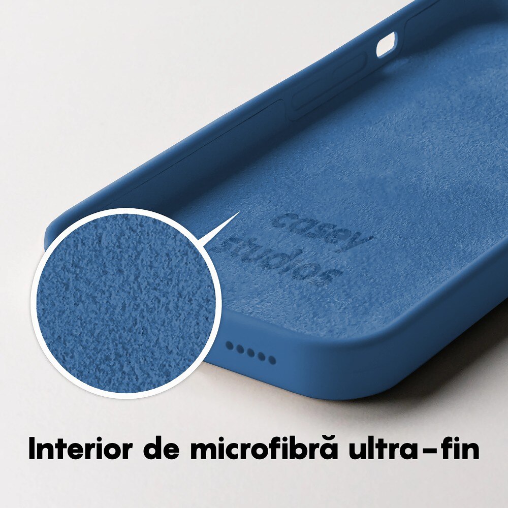 Husa CASEY STUDIOS™ compatibila cu iPhone 14 Pro, Soft Silicone Premium, Microfibra in Interior, Cadet Blue, de Protectie, Ultra Slim, pentru Incarcare Wireless, Margini Ridicate de Protectia Ecranului si a Camerelor