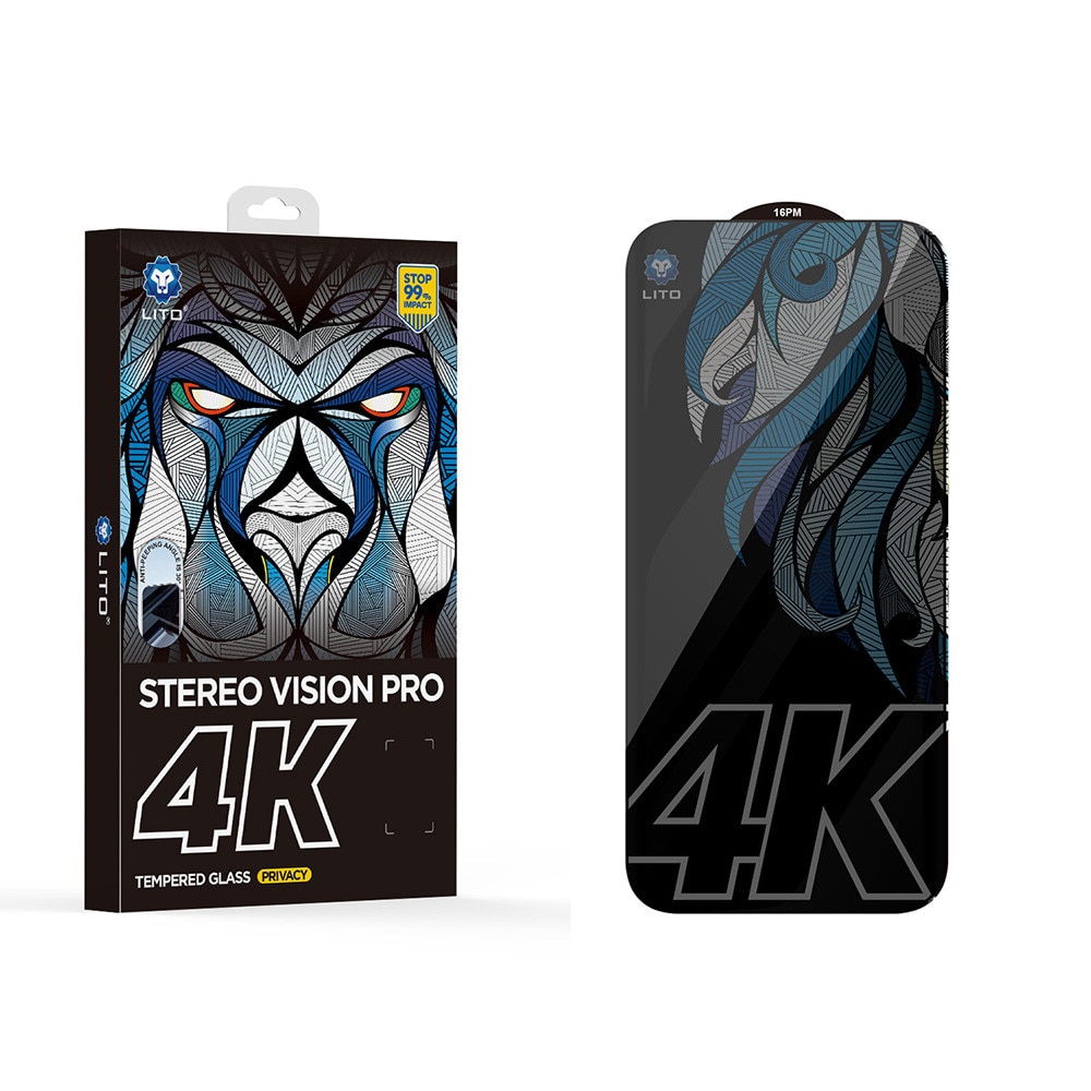Folie pentru iPhone 17 Pro, D+ Max 4K Privacy, V65, Sticla securizata, Black