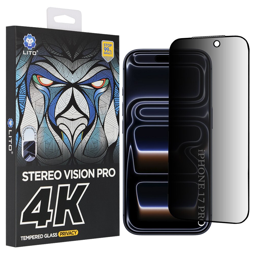 Folie pentru iPhone 17 Pro, D+ Max 4K Privacy, V65, Sticla securizata, Black