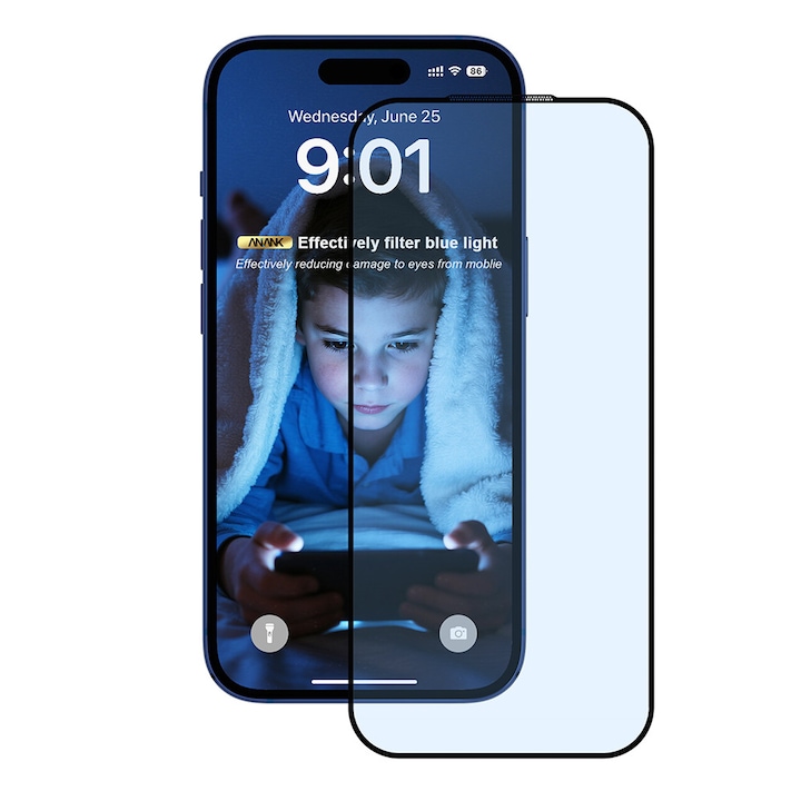Folie pentru iPhone 17 Pro, G64, Sticla securizata, Black