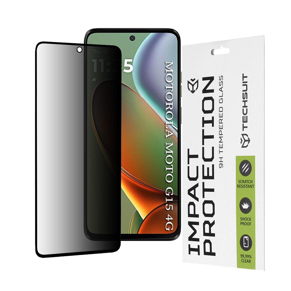 Folie pentru Motorola Moto G15/G15 Power, 111D Privacy Full Glue, V36, Sticla securizata, Black