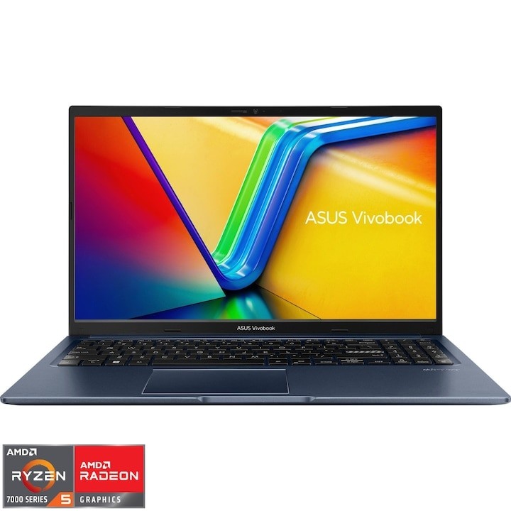 Laptop ASUS 15.6'' Vivobook 15 M1502YA, FHD, Procesor AMD Ryzen™ 5 7430U (16M cache, up to 4.3 GHz), 6 cores, 32GB DDR4, 1 TB SSD, Radeon, No OS, Quiet Blue