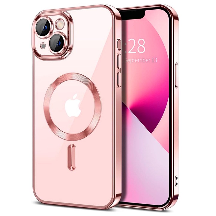 Husa MagSafe pentru iPhone 13, Accesorio Luxury Crystal, Pink