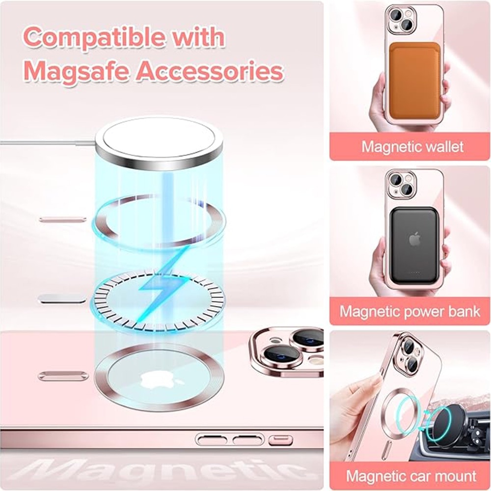 Husa MagSafe pentru iPhone 13, Accesorio Luxury Crystal, Pink