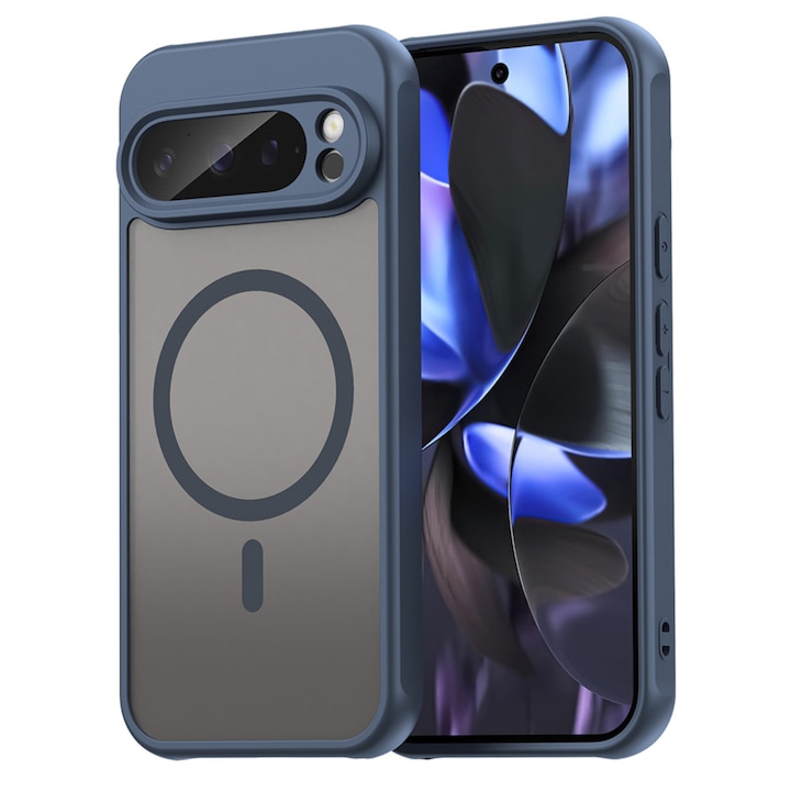 Husa pentru Google Pixel 9 Comari® Pulse, compatibila MagSafe, protectie avansata, laterale ranforsate, finisaj mat translucid antiamprenta, Albastru