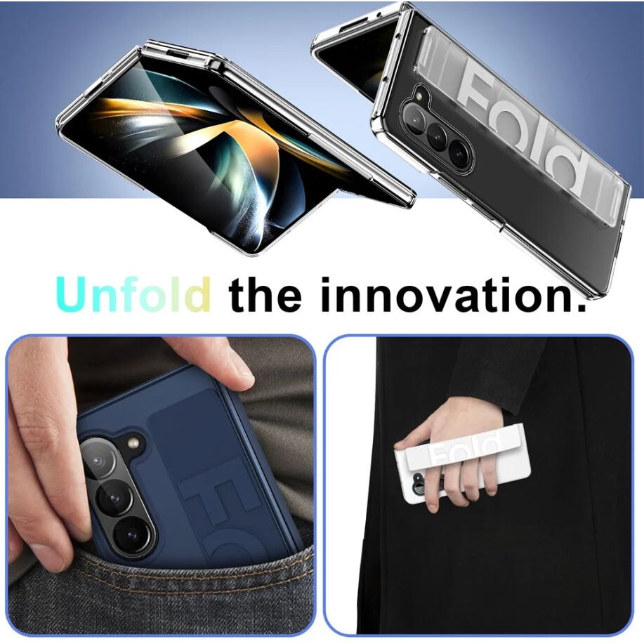 Husa cu Maner de Sustinere pentru Samsung Galaxy Z Fold 4, Protectie completa, Negru