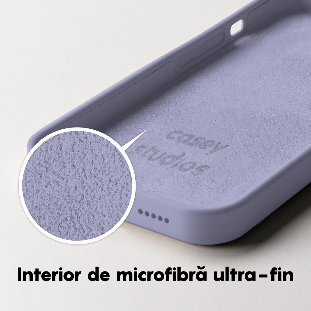 Husa CASEY STUDIOS™ compatibila cu iPhone 14 Pro, Soft Silicone Premium, Microfibra in Interior, Light Lilac, de Protectie, Ultra Slim, pentru Incarcare Wireless, Margini Ridicate de Protectia Ecranului si a Camerelor