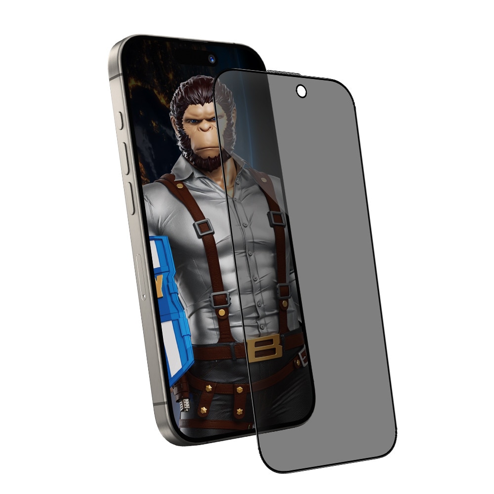 Folie de protectie Ecran Privacy Blueo Anti-Peep pentru Apple iPhone 15 Pro, Sticla Securizata, Full Glue