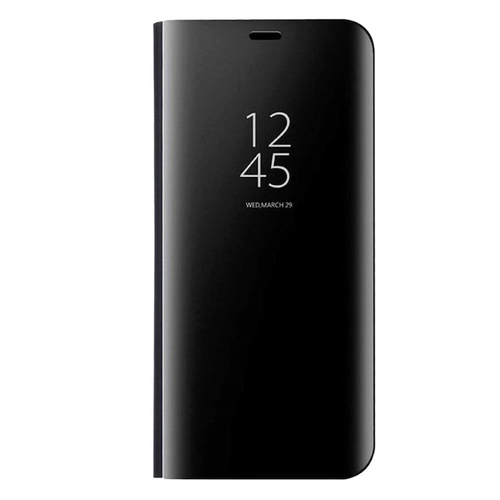 Husa Carte Clear View compatibil cu Xiaomi MI 10T Lite, Functie Stand, Negru