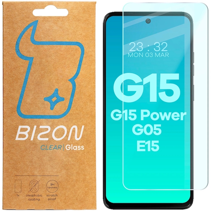Sticla securizata Bizon Clear 2 pentru Motorola Moto G15/G15 Power/G05/E15, 9H, 0,33mm, 15,99x7,11cm