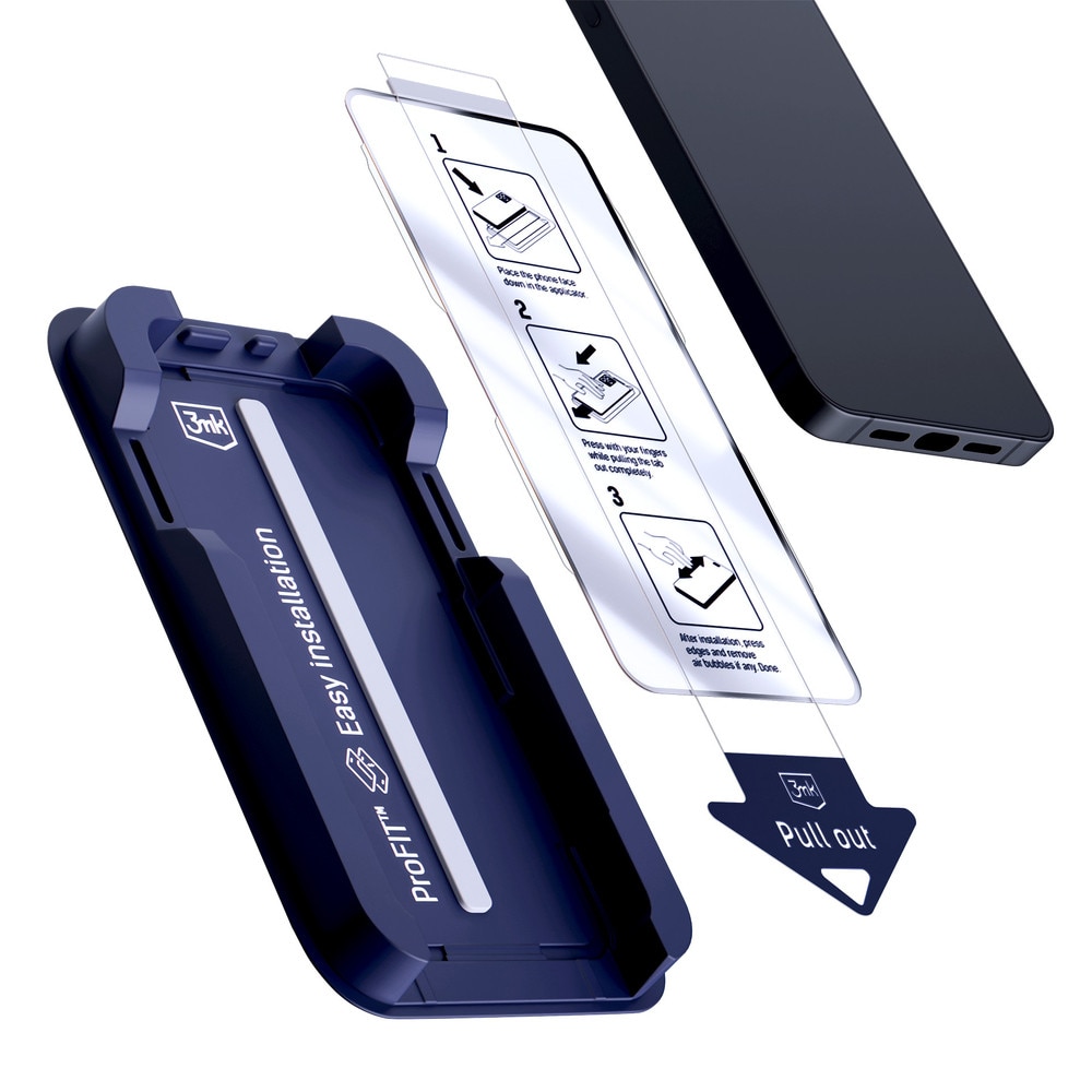 Folie sticla securizata 3mk HardGlass Max, Set instalare inclus, compatibila cu iPhone 17 Pro, Negru