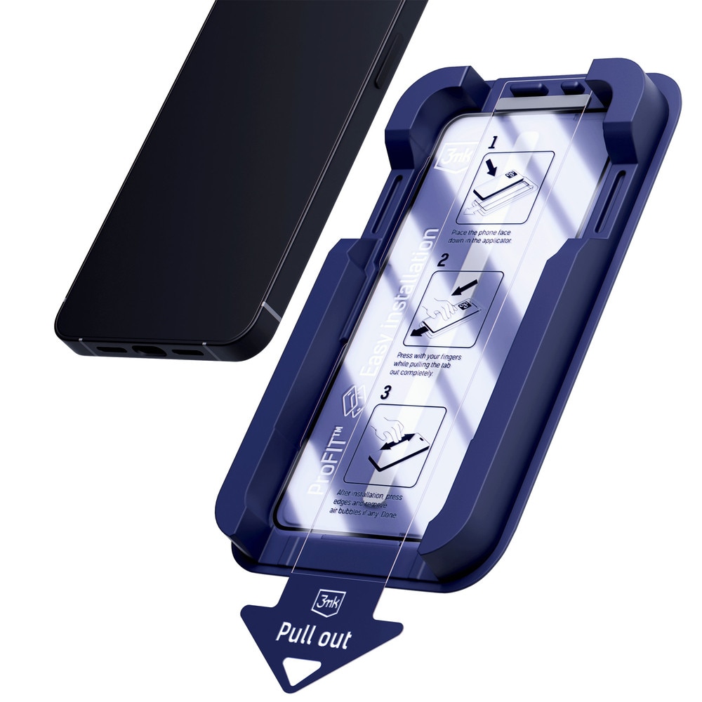 Folie sticla securizata 3mk HardGlass Max, Set instalare inclus, compatibila cu iPhone 17 Pro, Negru