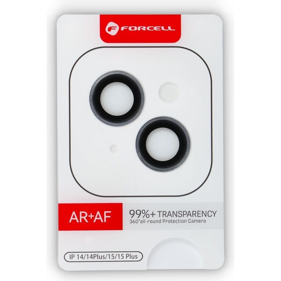 Folie protectie camera Forcell Premium, 9H, cu rama, transparenta, 0.22mm, pentru iPhone 14/14 Plus