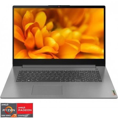 Laptop Lenovo IdeaPad 3 17ALC6 cu procesor AMD Ryzen™ 7 5700U pana la 4.3GHz, 17.3" Full HD, IPS, 12GB DDR4, 512GB SSD, AMD Radeon™ Graphics, No OS, Arctic Grey