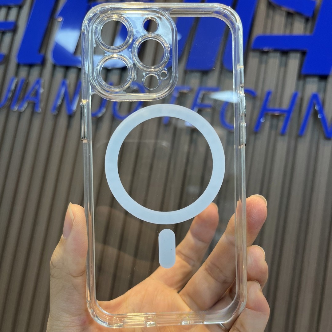 Husa protectie Flippy pentru iPhone 14 Pro Max Mag Safe, 2 in 1 incarcare si magnet, Silicon si Acril, Transparenta