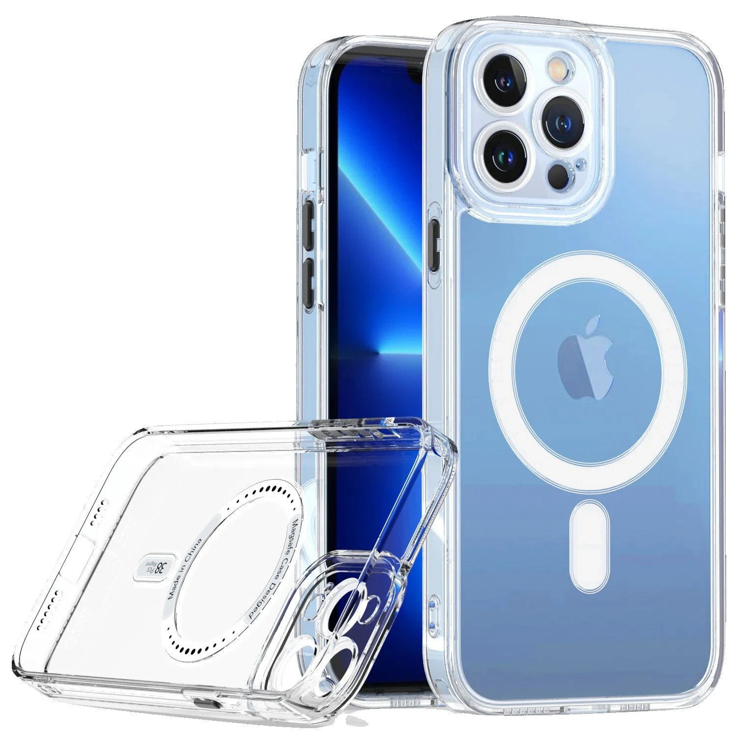 Husa protectie Flippy pentru iPhone 14 Pro Max Mag Safe, 2 in 1 incarcare si magnet, Silicon si Acril, Transparenta