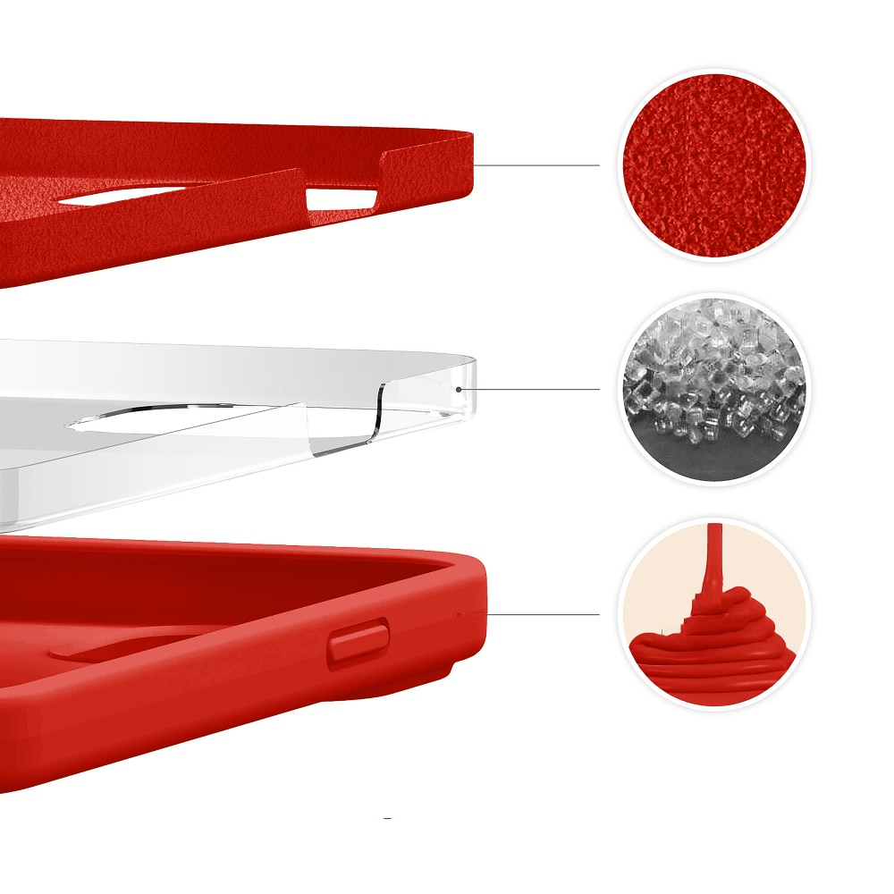 Husa CASEY STUDIOS™ pentru Apple iPhone 13, Soft Silicone Premium, Microfibra in Interior, Red, de Protectie, Ultra Slim, pentru Incarcare Wireless, Margini Ridicate pentru Protectia Ecranului si a Camerelor