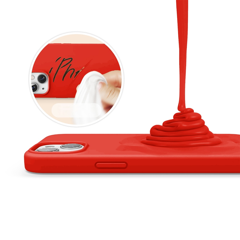 Husa CASEY STUDIOS™ pentru Apple iPhone 13, Soft Silicone Premium, Microfibra in Interior, Red, de Protectie, Ultra Slim, pentru Incarcare Wireless, Margini Ridicate pentru Protectia Ecranului si a Camerelor