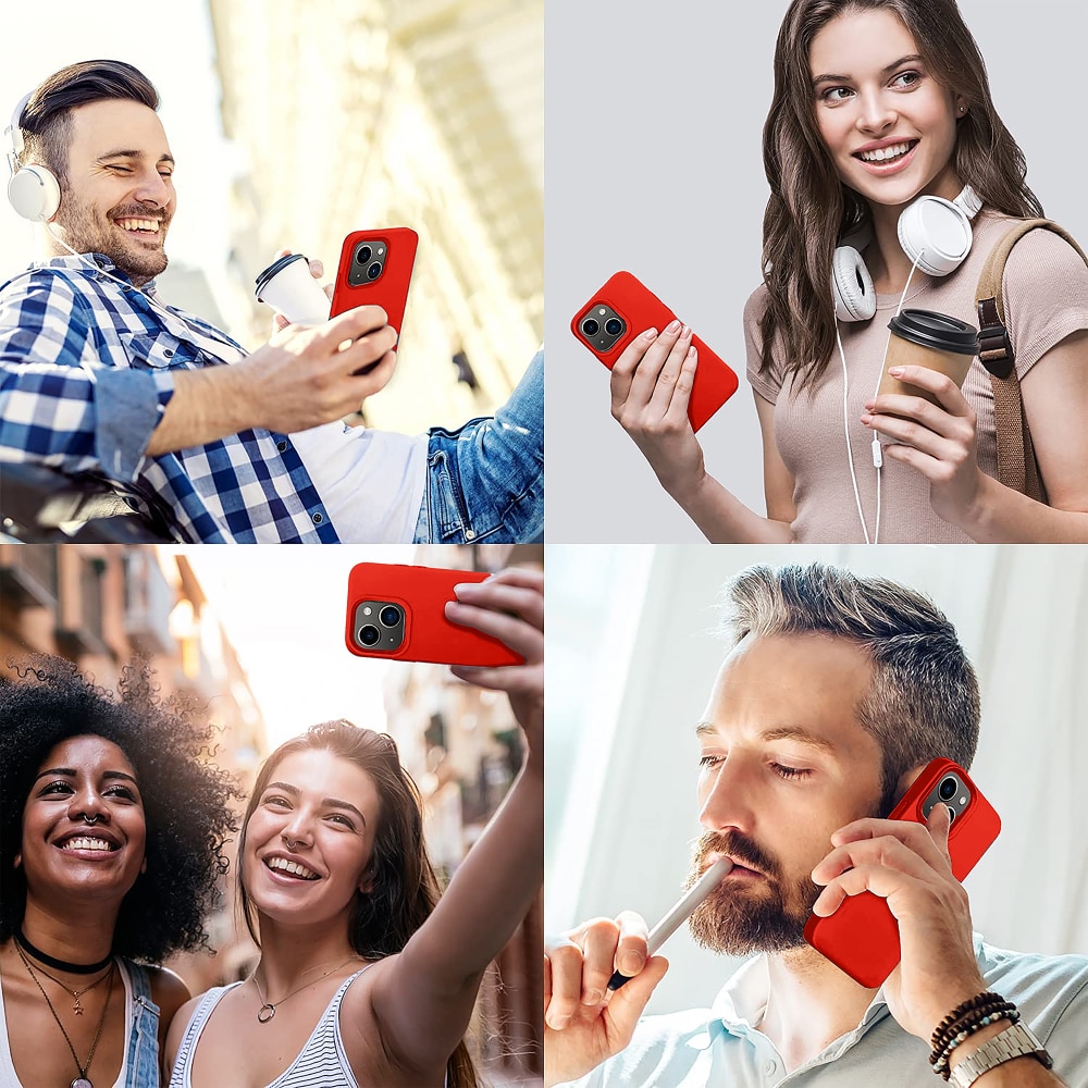 Husa CASEY STUDIOS™ pentru Apple iPhone 13, Soft Silicone Premium, Microfibra in Interior, Red, de Protectie, Ultra Slim, pentru Incarcare Wireless, Margini Ridicate pentru Protectia Ecranului si a Camerelor