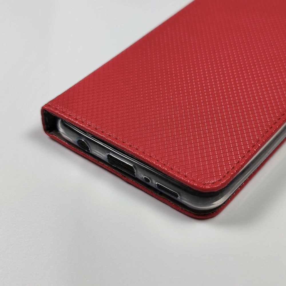 Husa Flip din Piele compatibila cu Samsung Galaxy A34 5G, Texture Design, Inchidere Magnetica, Smart Soft Close, Tip Carte, Buzunar Portofel, Rosu