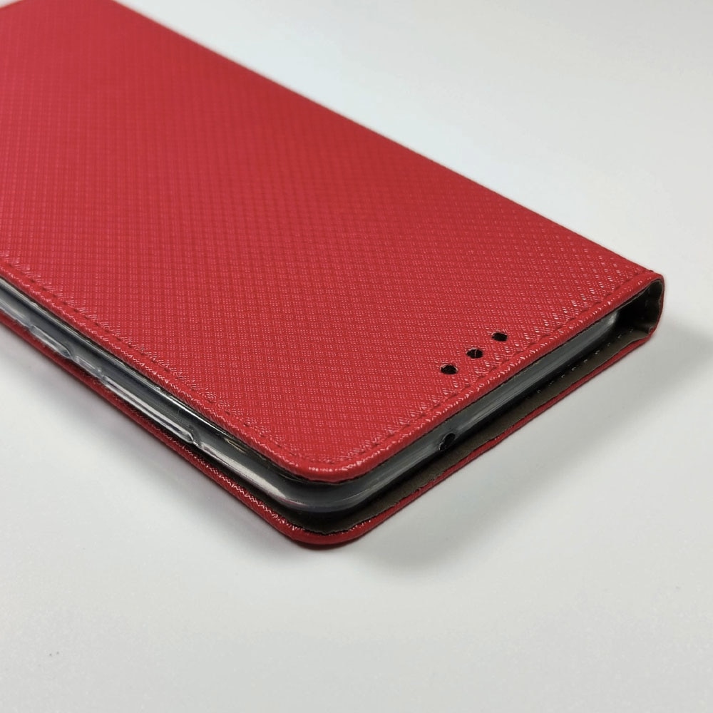 Husa Flip din Piele compatibila cu Samsung Galaxy A34 5G, Texture Design, Inchidere Magnetica, Smart Soft Close, Tip Carte, Buzunar Portofel, Rosu