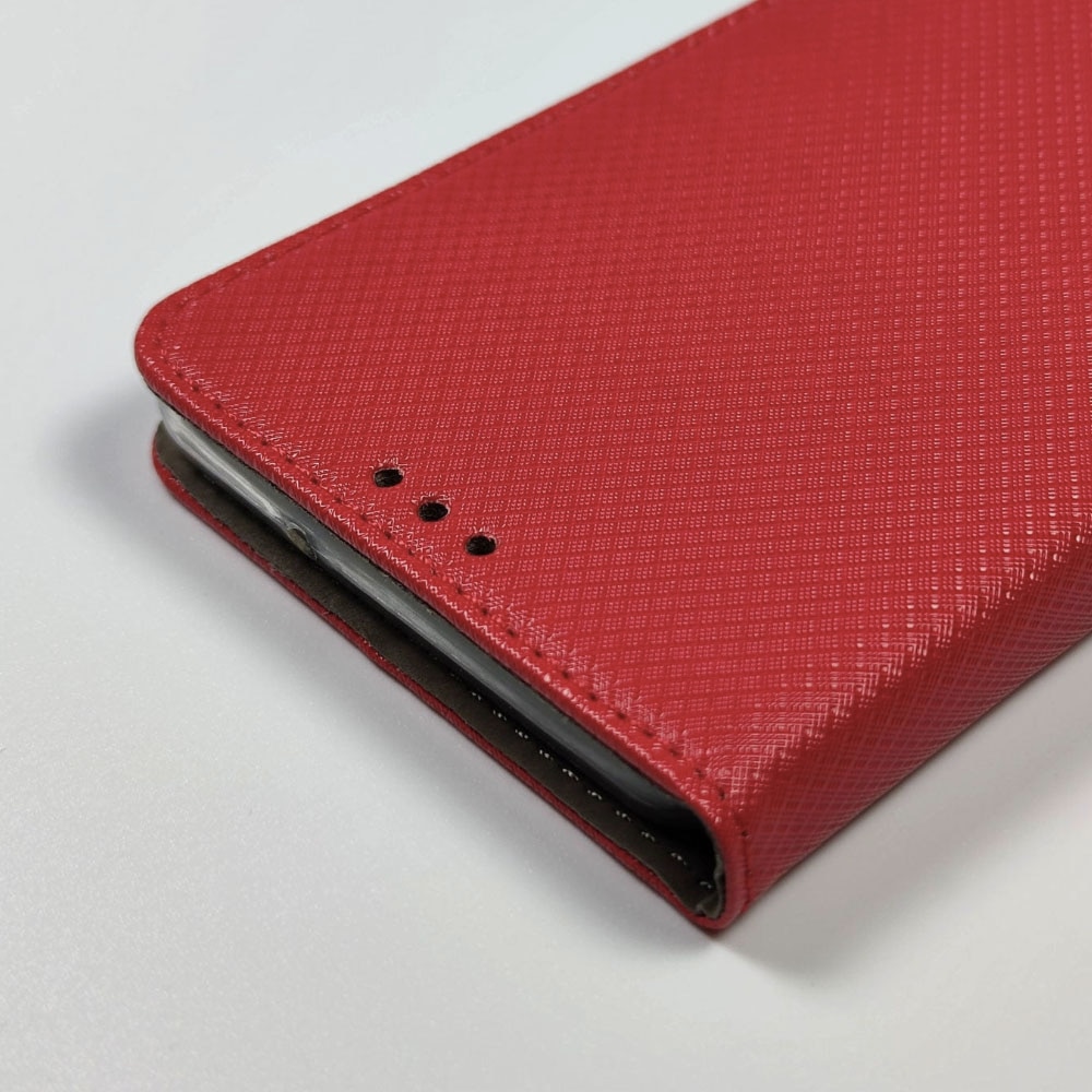 Husa Flip din Piele compatibila cu Samsung Galaxy A34 5G, Texture Design, Inchidere Magnetica, Smart Soft Close, Tip Carte, Buzunar Portofel, Rosu