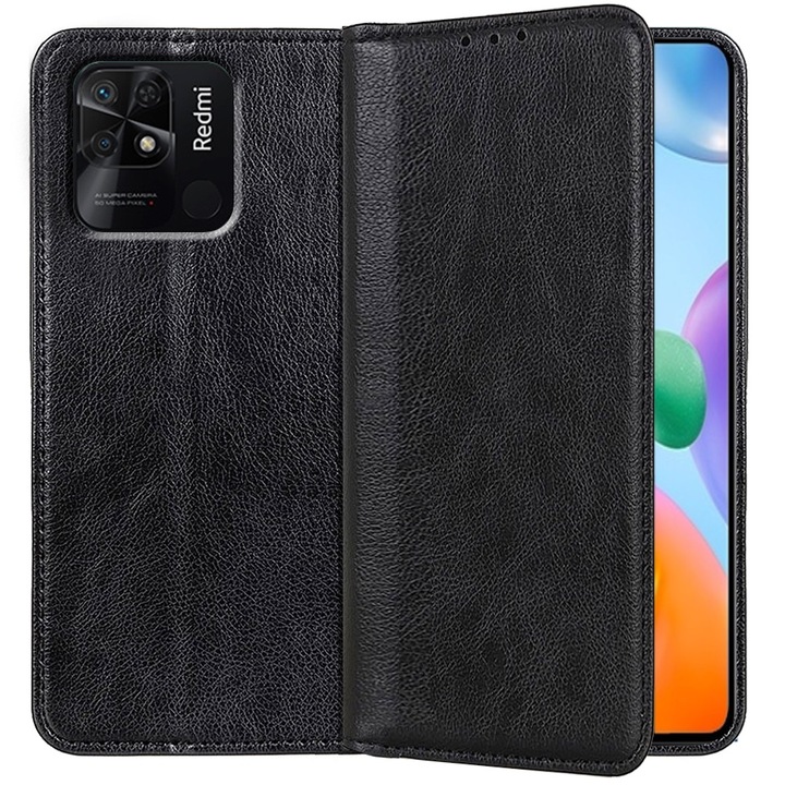 Husa Flip Book Premium Inchidere Magnetica, Negru pentru Xiaomi Redmi 10c