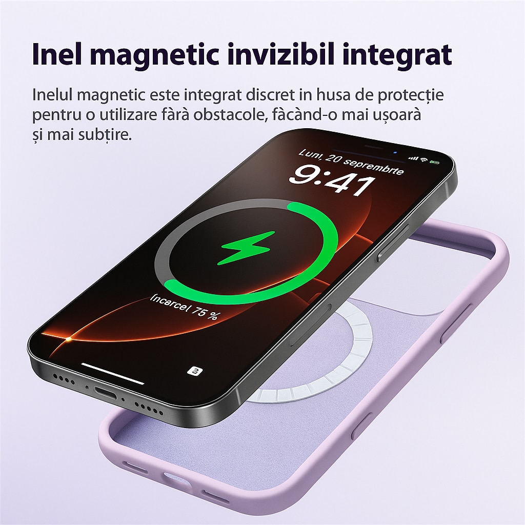 Husa silicon pentru iPhone 17 Air, compatibila MagSafe, protectie camera, butoane dintr-o singura piesa