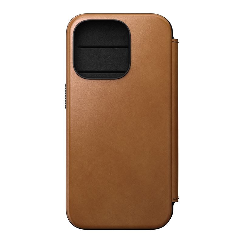 Husa din piele naturala NOMAD Leather Folio MagSafe compatibila cu iPhone 15 Pro Tan