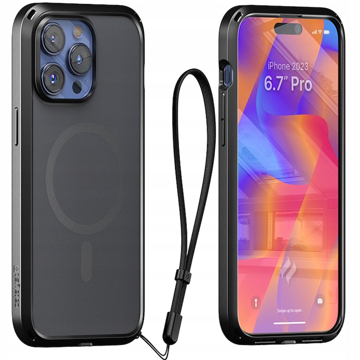 Husa de protectie compatibila cu iPhone 15 Pro, Catalyst, Policarbonat, Negru