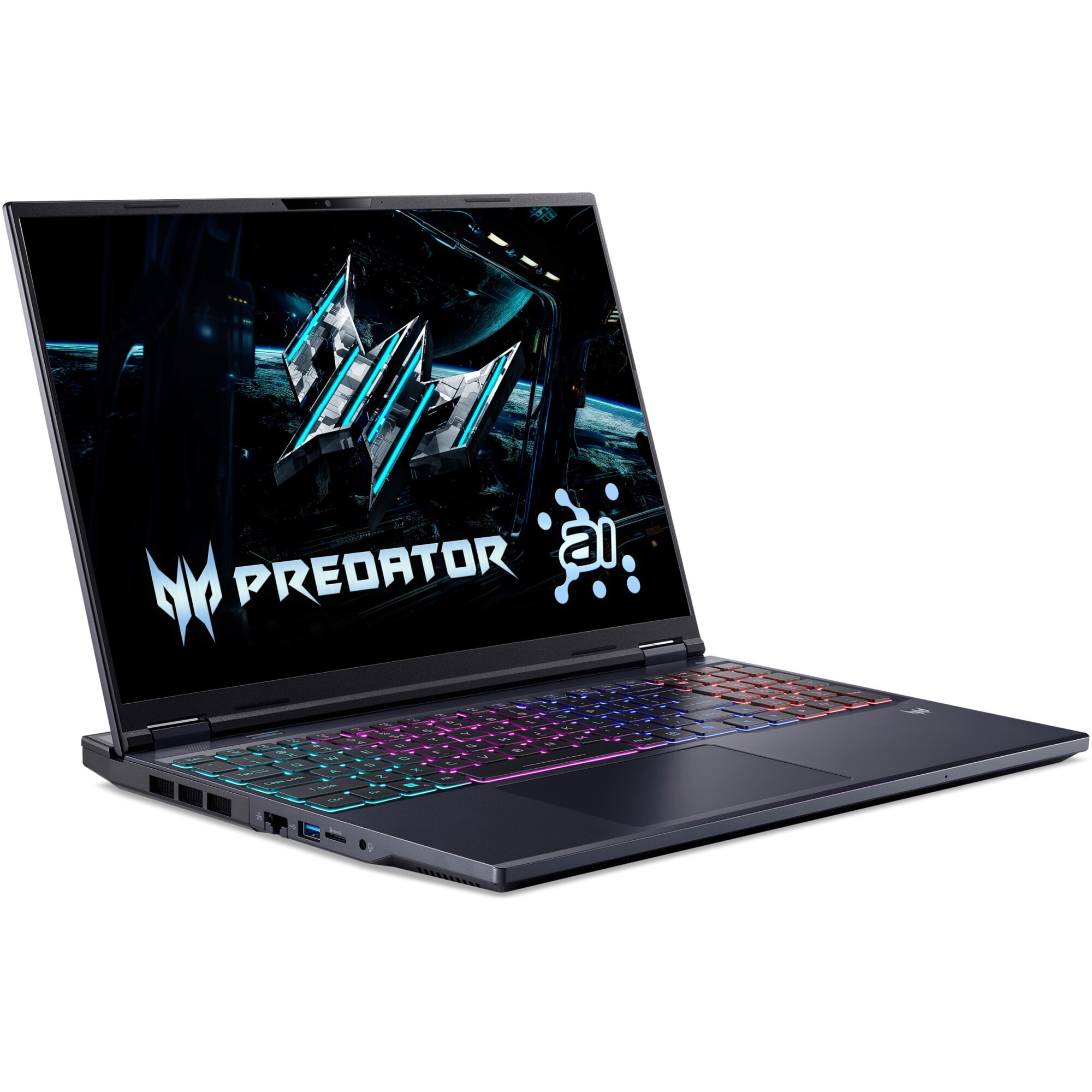 Laptop Gaming Predator Helios Neo 16 AI PHN16-73-72GJ cu procesor Intel® Core™ Ultra 7 255HX pana la 5.2GHz, 16'' WQXGA, 180Hz, IPS, 16GB DDR5 RAM, 1TB SSD, NVIDIA® GeForce RTX 5060 8GB GDDR7, No OS, Abyssal Black
