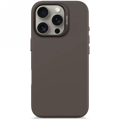Etui siliconic antimicrobian Decoded pentru iPhone 16 Pro, ciemnobraz, compatibil cu MagSafe